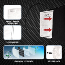 Load image into Gallery viewer, 10 Pack Reusable PM2.5 Activated Carbon Mask Filter Inserts For Cloth Face Masks by BearEssentyals